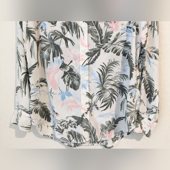 Equipment Femme White 100% Silk Button-Up Signature Silk Shirt Tropical Hawaiian - Picture 6 of 10
